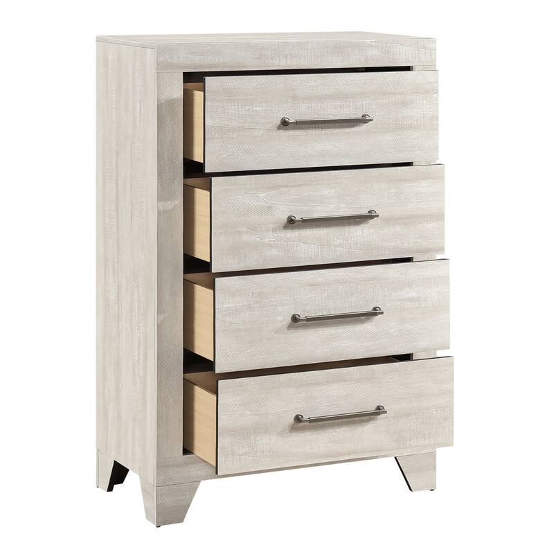Gray Oak Finish Contemporary 4-Drawer Storage Chest for Bedroom