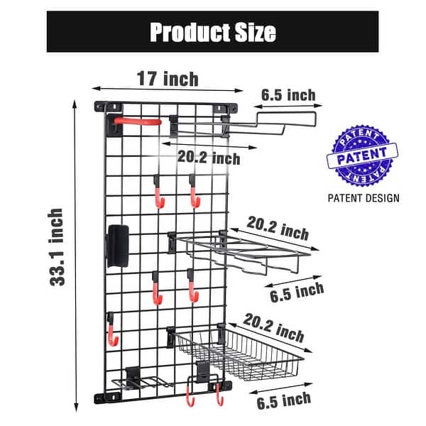 Mythinglogic Sports Equipment Storage System, Wall Mount Garage Storage Shelves Bed Bath