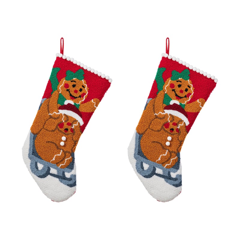 Glitzhome 21"L Gingerbread Man Hooked Stocking or Stocking holders
