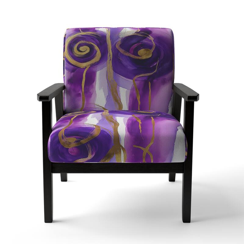 Designart "Mettalic Indigo And Gold II" Upholstered Abstract Accent Chair - Glam Arm Chair For Living Room