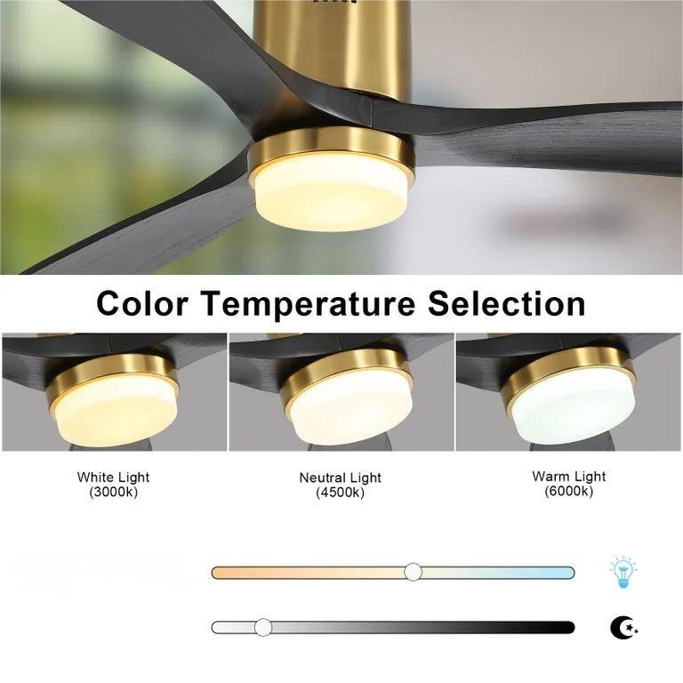 52" Flush Mount Ceiling Fans with Light and 3 Solid Wood Blades, Indoor/Outdoor Remote Ceiling Fan Lights, Reversible DC Motor