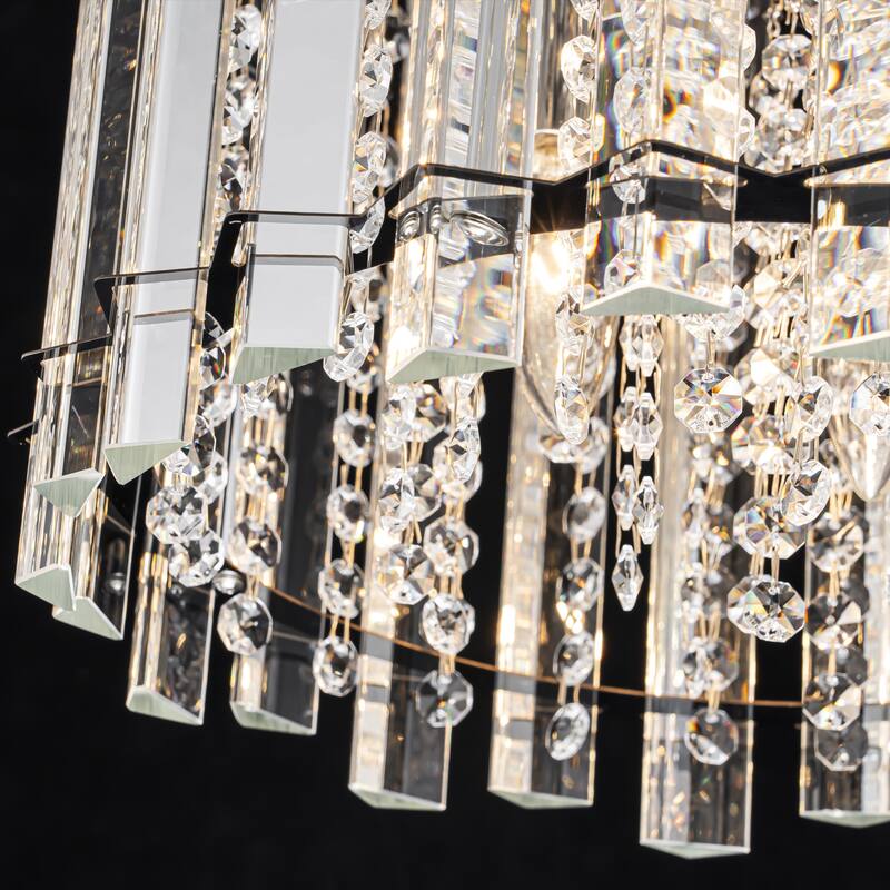4-Light Modern Glam Drum Clear Crystal Flush Mount Ceiling Light with Crystal Beads