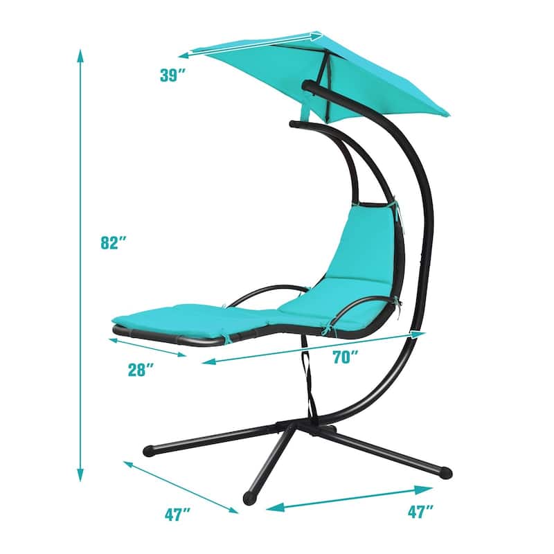 Patio Hanging Hammock Chaise Lounge Chair with Canopy Cushion for Outdoors - 47'' x 70'' x 82'' (L x W x H)