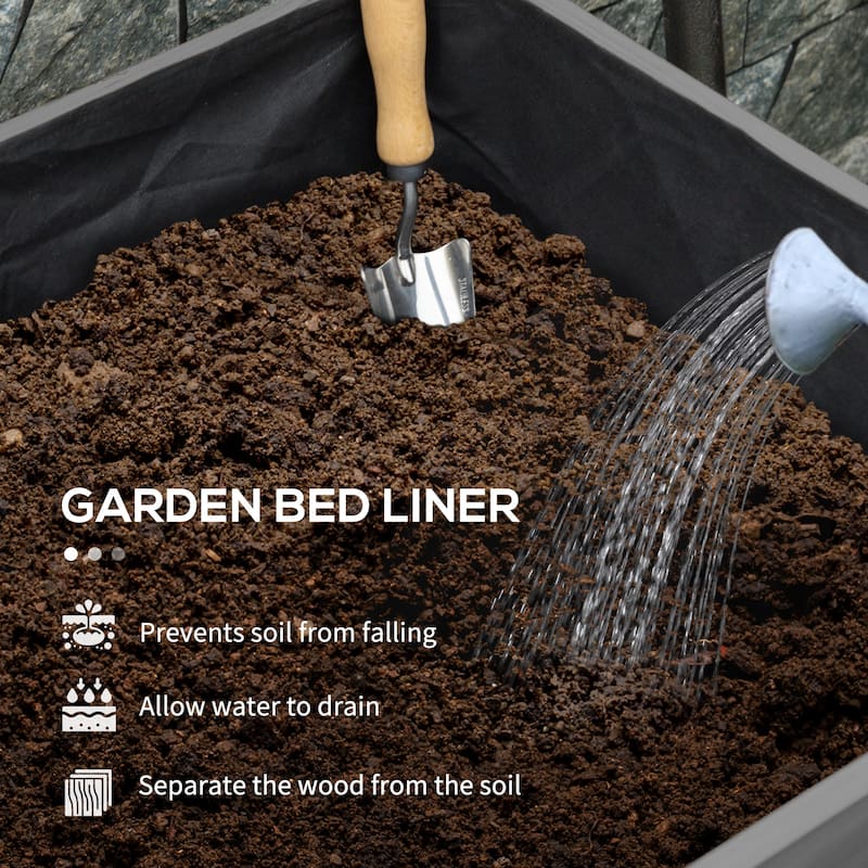 Outsunny Wooden Raised Garden Bed with Bed Liner and Drain Holes, Large Elevated Planter Box with Legs