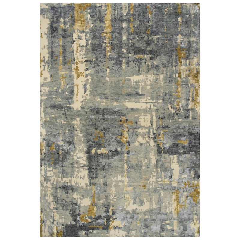 Alora Decor Noble Abstract Hand-knotted Wool Blend Rug - 8' x 10' - Gold