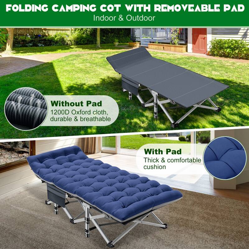 DoCred Portable Folding camping Bed with Mattress, Guest Cot Bed，2PCS - 75"