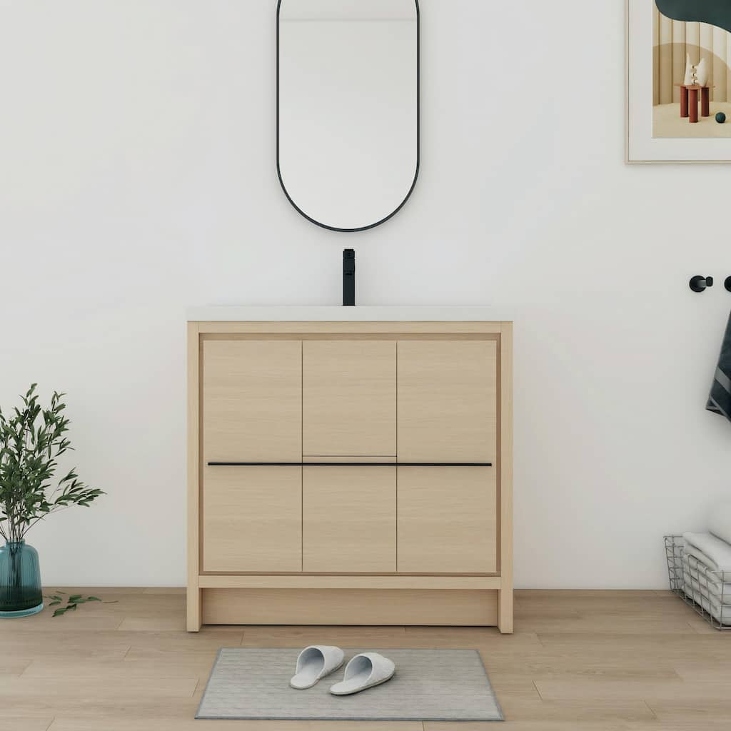 Bathroom Vanity With Sink In 24/30/36/48 Inch, Freestanding Bathroom Vanity With Soft Close Door and Drawer