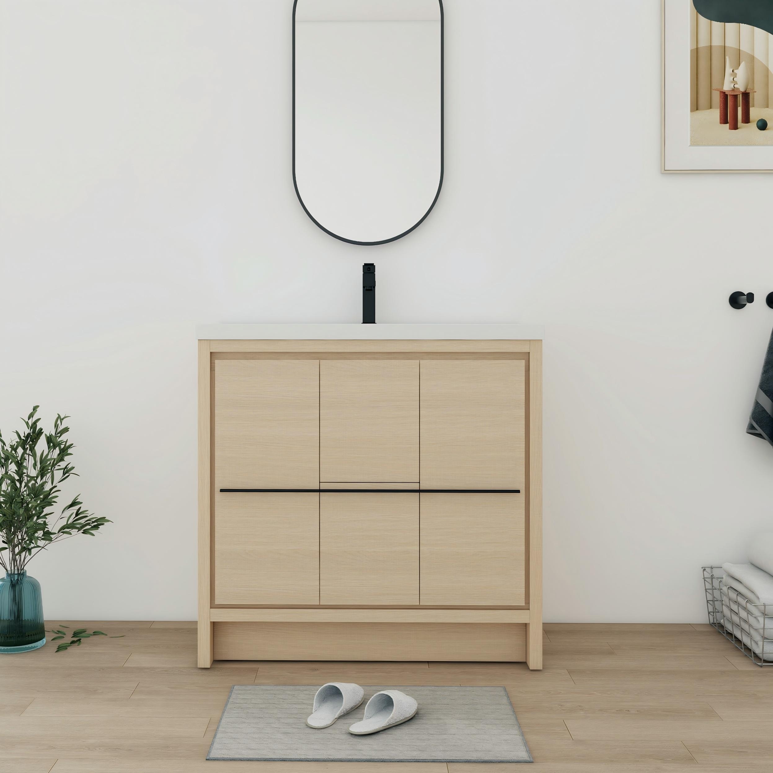 Bathroom Vanity With Sink In 24/30/36/48 Inch, Freestanding Bathroom Vanity With Soft Close Door and Drawer