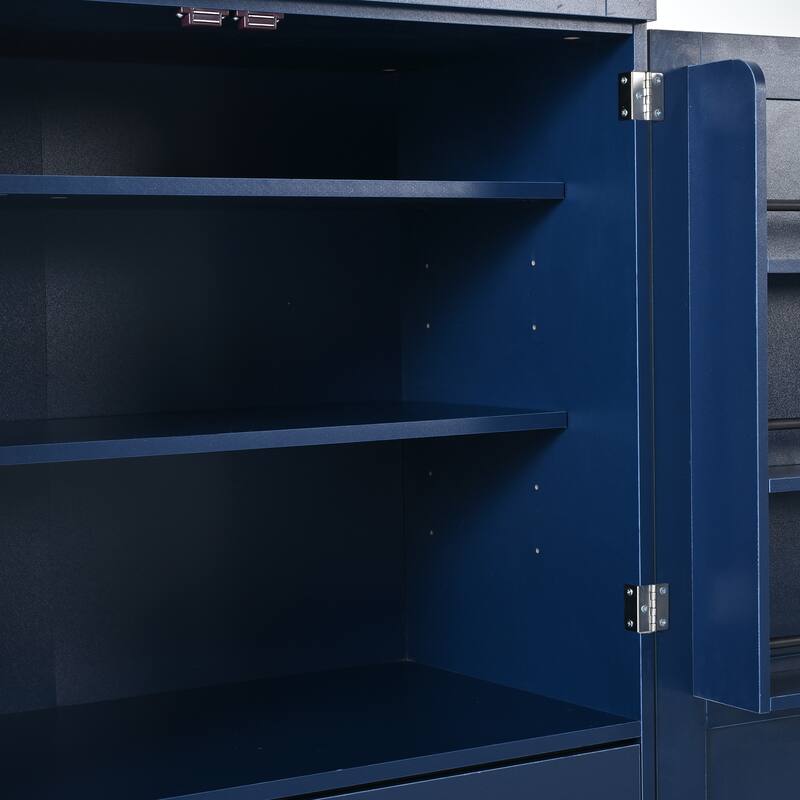 77" Tall Buffet Sideboard Storage Cabinet for Dining Room, Freestanding Kitchen Pantry Cabinetwith Drawers and Wine Racks