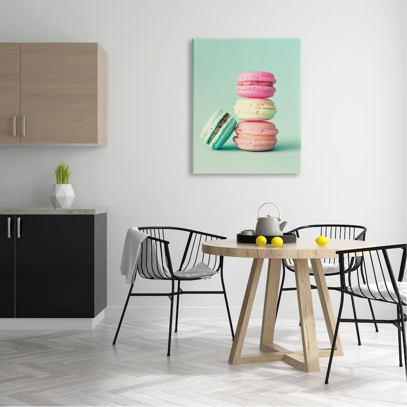 Stupell Pastel Macaron Cookie Dessert Turquoise Background Canvas Wall Art