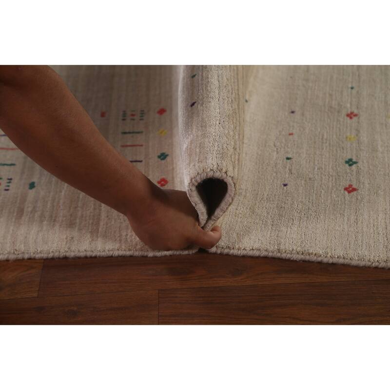 Gabbeh Area Rug Hand-Knotted Tribal Wool Carpet - 7'10" x 9'10"