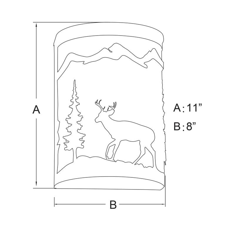 Wall Sconce - Bronze Deer Tree Flush Mount Indoor Outdoor Lighting - 5