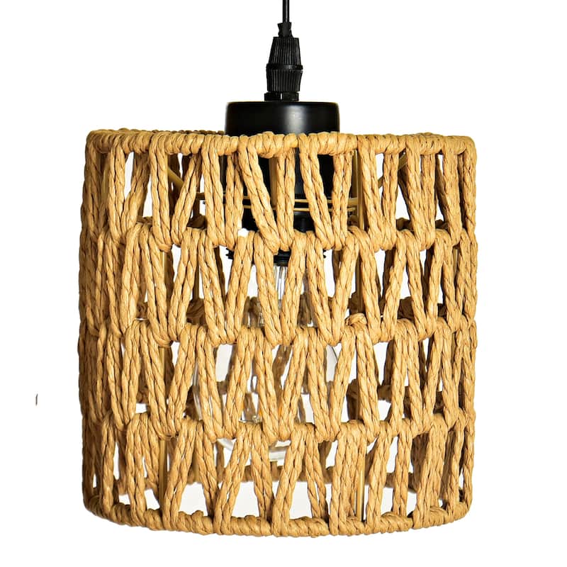 Boho 3-Light Tree Floor Lamp With Rattan Drum Shades