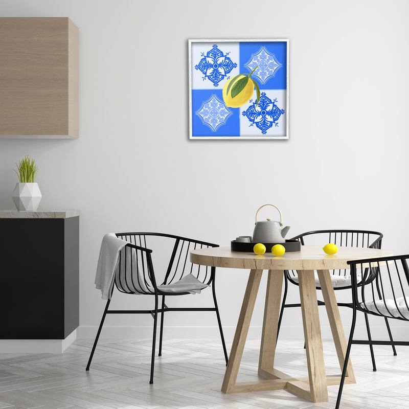Stupell Lemon over Geometric Tiles Framed Giclee Art Design By Ashley Singleton