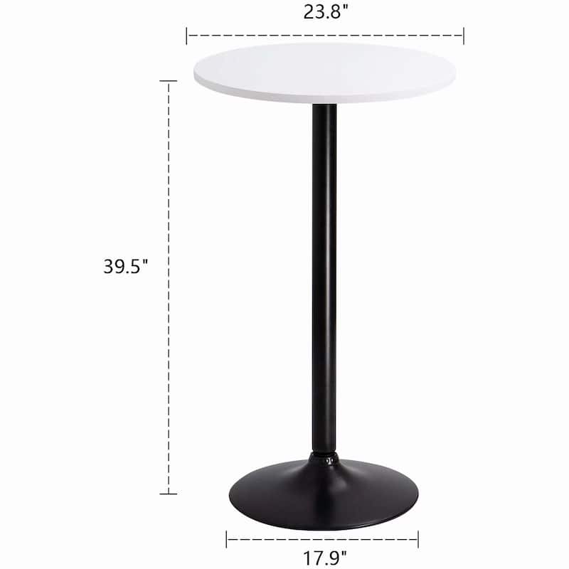 Homall Bistro Pub Table Round Bar Height Cocktail Table Metal Base MDF Top Obsidian Table with Black Leg 23.8inch Top - N/A