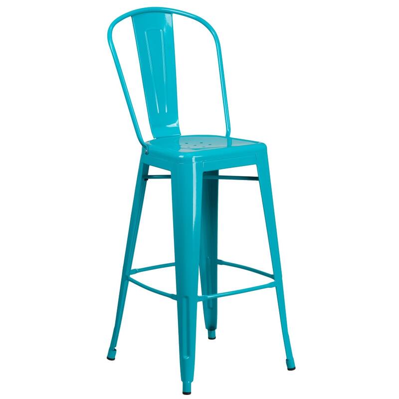 4 Pack 30" High Metal Indoor-Outdoor Barstool with Back - Kitchen Furniture