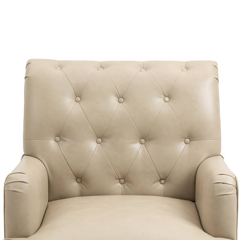 Tufted Vegan Leather Accent Chairs Armchairs with Nailhead Trim