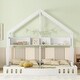 preview thumbnail 9 of 10, Twin Size House Platform Beds with Shelves and Guardrails, 2 Shared Beds in Creamy White