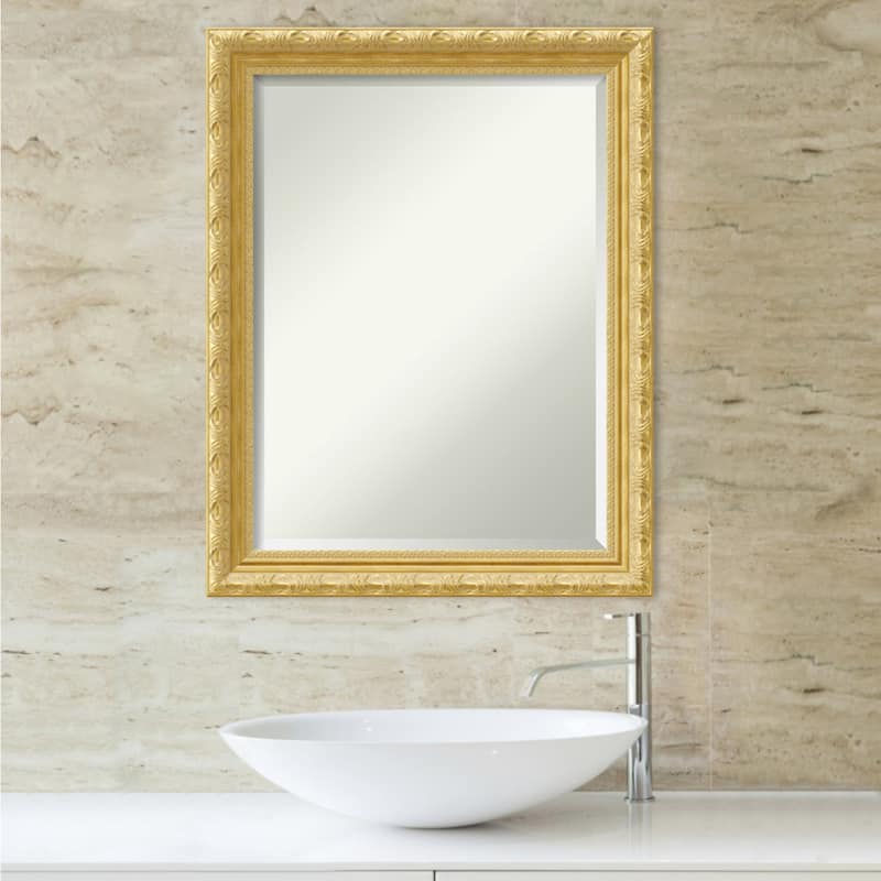 Beveled Wood Bathroom Wall Mirror - Versailles Gold Frame
