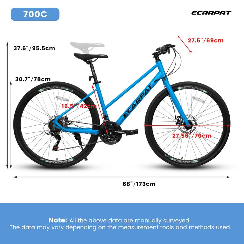Road Bike - Aluminum Alloy Wheels, 21-Speed, Disc Brakes, Wide Tires, Urban Commuting/Student - 21