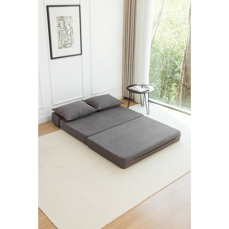 Foldable Sofa Bed Sleeper Lounge Chair with Pillow, Floor Mattress Couch with Backrest