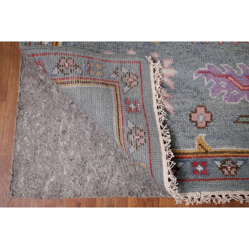 All-Over Gray Oushak Oriental Area Rug Handmade Wool Carpet - 9'3" x 11'7"