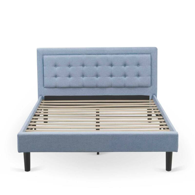 Queen Size Upholstered Bed - Linen Fabric Headboard - Modern Bedroom Furniture