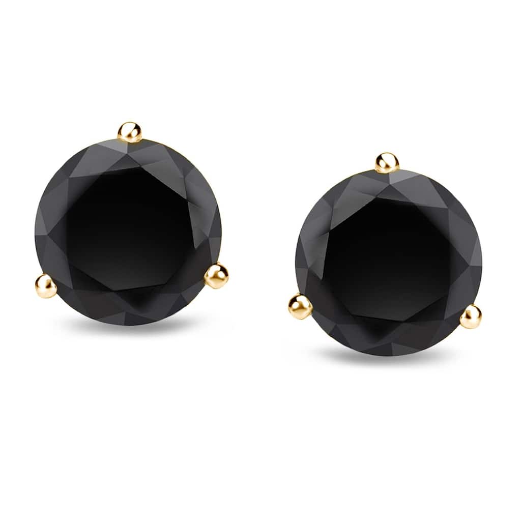 Auriya 1/2 to 4ctw Black Diamond Stud Earrings 14k Yellow Gold Martini-set