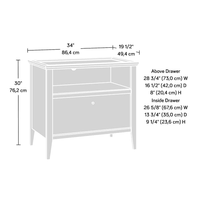 Wood Lateral File with Spacious Drawer, Light Gray
