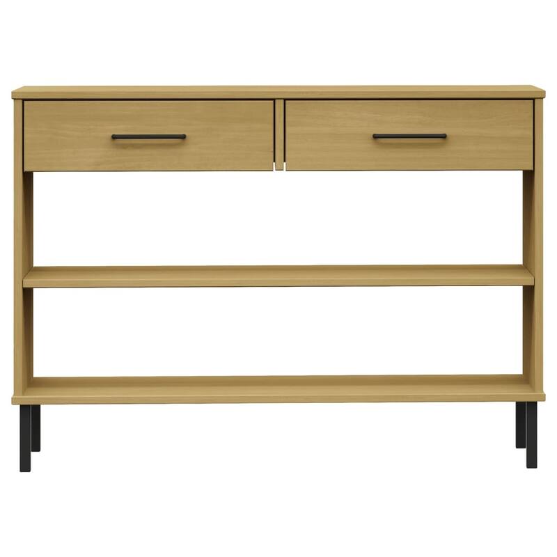 vidaXL Console Cabinet Buffet Storage with Metal Legs Solid Wood Pine OSLO - 38.6" x 13.8" x 27.6"