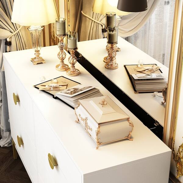 White and Gold Bedroom Dresser - Elegant 8-Drawer Storage Unit Chest - Bed  Bath & Beyond - 39863797