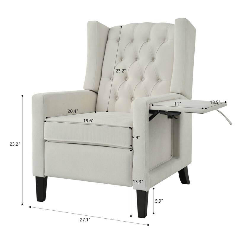 Pushback Recliner with Foldable Side Table & USB Ports