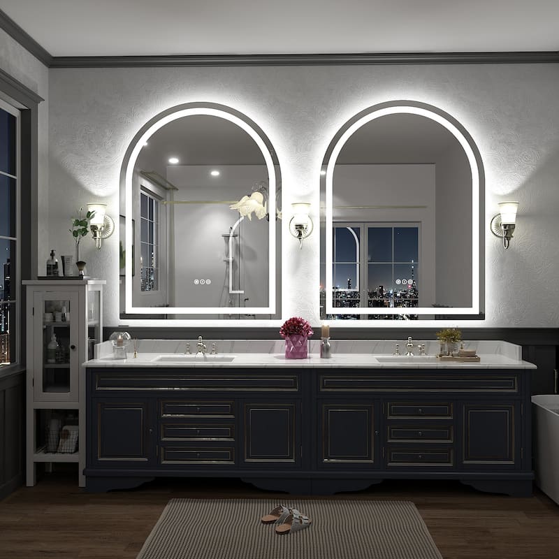 UL Certified Arched LED Anti-fog Tempered Glass Wall Bathroom Vanity Mirror