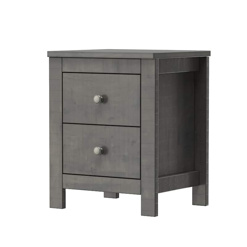 Enhance Bedroom Storage with Farmhouse Wooden Nightstand Set of 2, Retro Design with Spacious Cabinet
