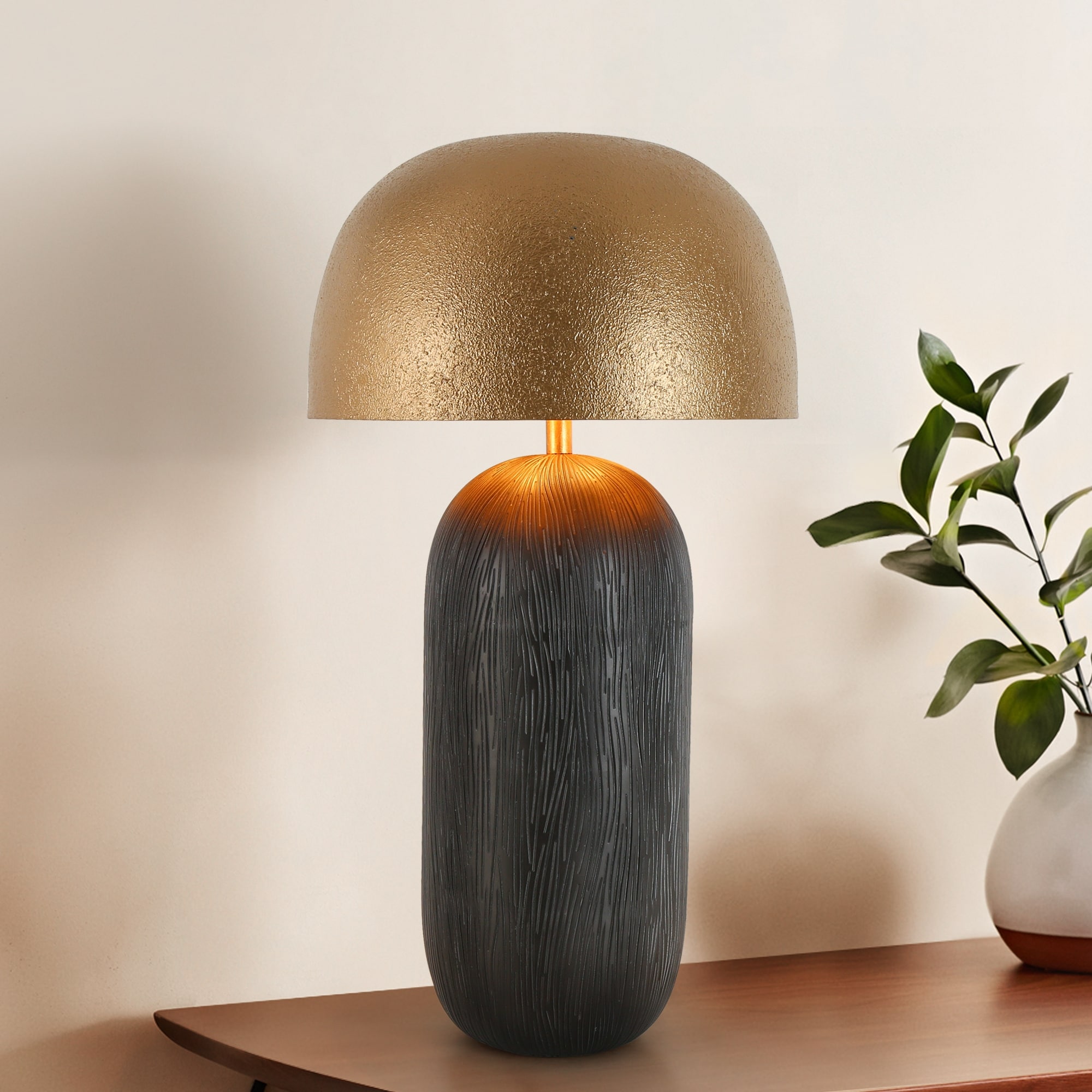 Mid-Century Modern 25" H Table Lamp Antique Gold Desk Light - D 13.8" x H 25.6"