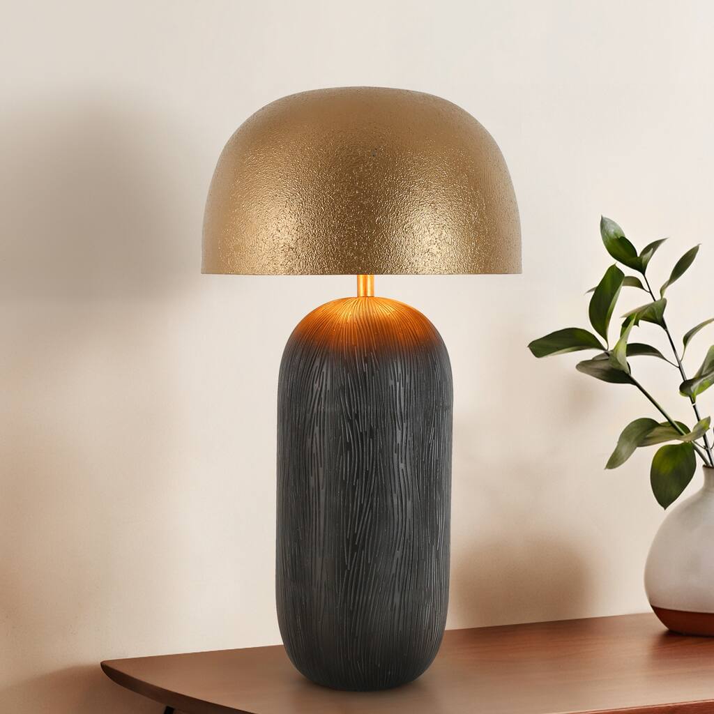 Mid-Century Modern 25" H Table Lamp Antique Gold Desk Light - D 13.8" x H 25.6"