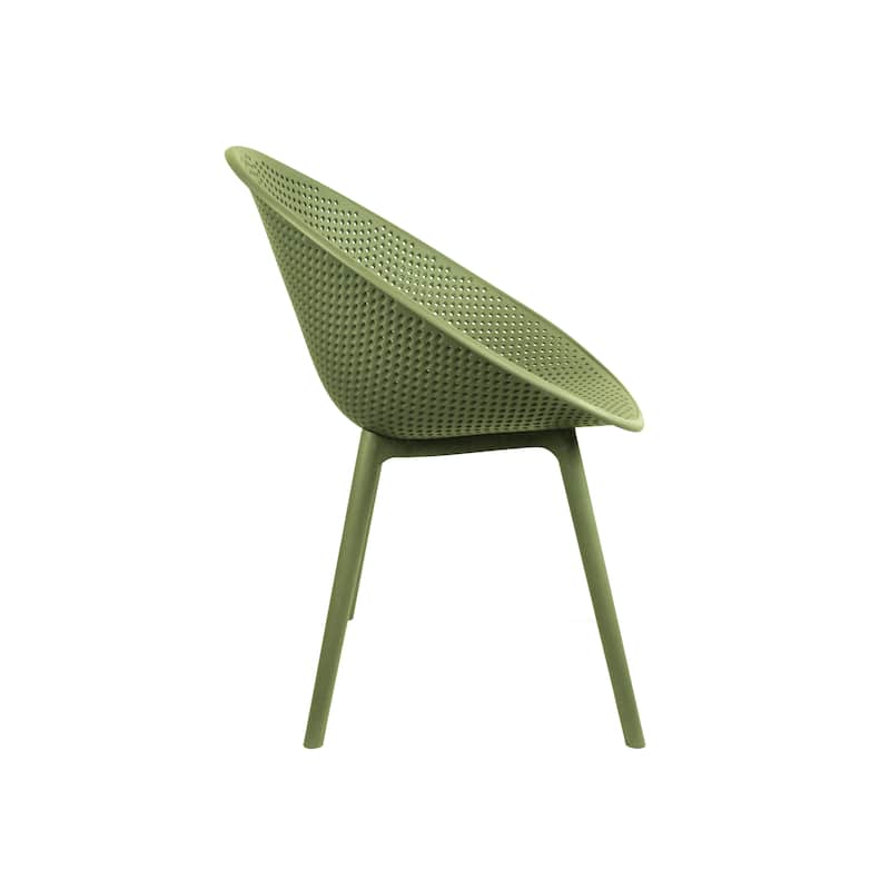 Set of 2 Mid-Century Modern Plastic Dining Chair Plastic Legs with Breathable Perforated Egg Shaped Seat for Indoor/Outdoor Use