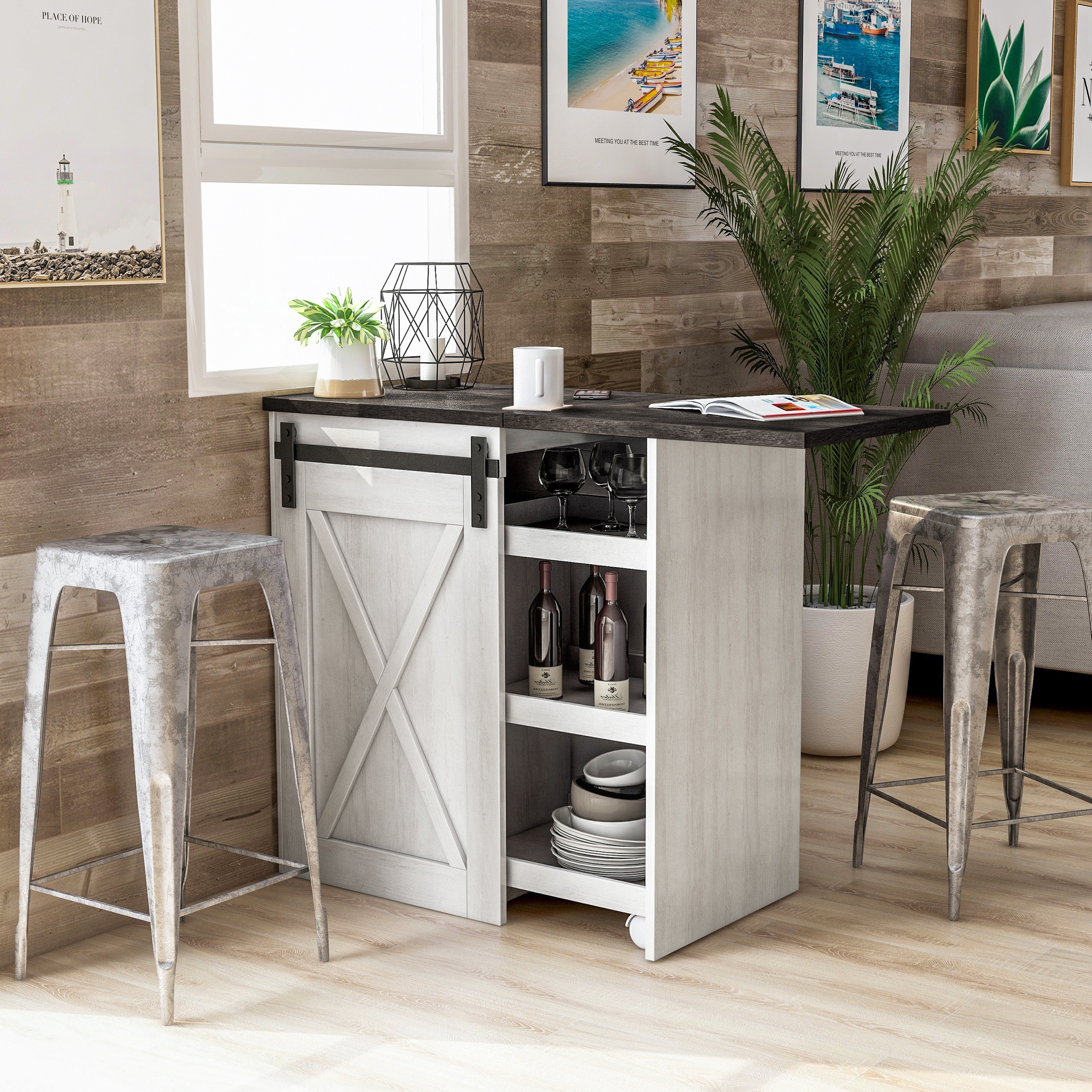 Furniture of America Aimmy Farmhouse White Extendable 3-drawer Buffet