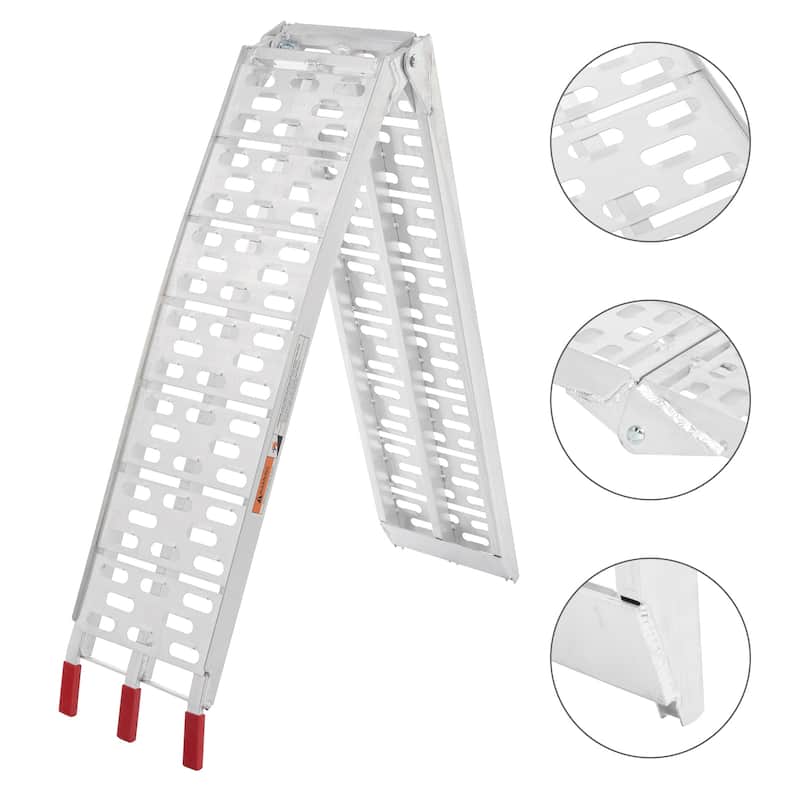 7.5ft Heavy Duty Three-section Aluminum Arched ATV UTV Ramp Silver