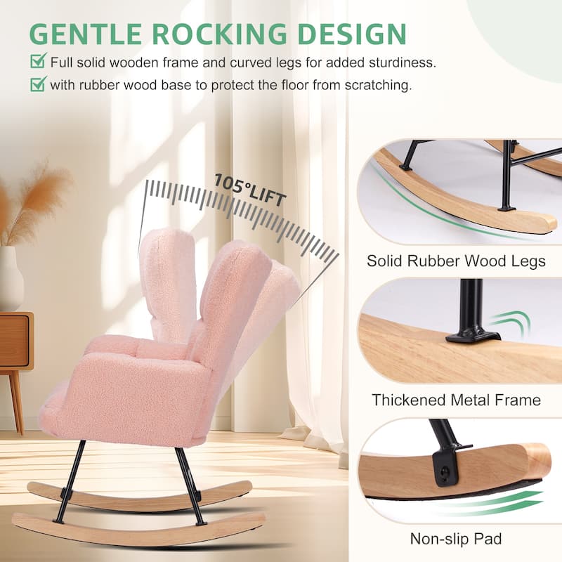 Teddy Upholstered Recliner Chair with High Back & Padded Seat for Nursery, Set of 2