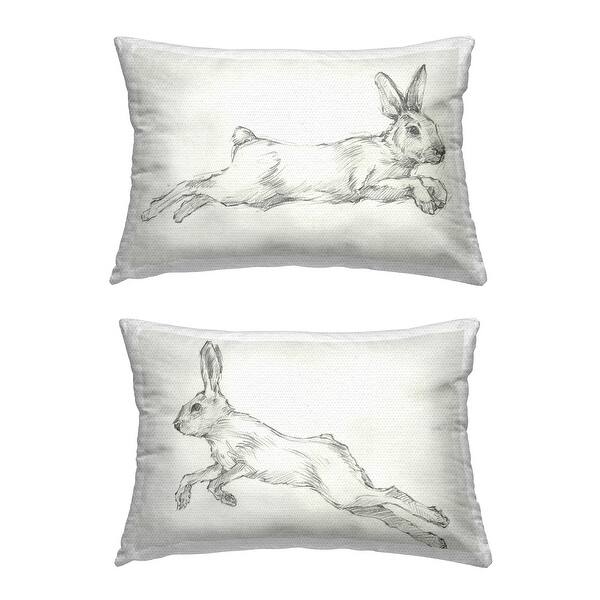 Stupell Pencil Sketch Rabbit Jumping Printed Outdoor Throw Pillow ...