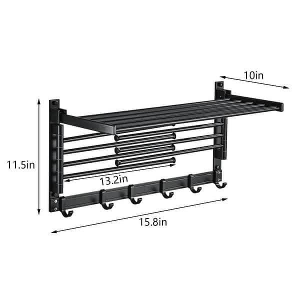 Wall Mounted Foldable Swivel Drying Rack with Hooks - Bed Bath & Beyond ...