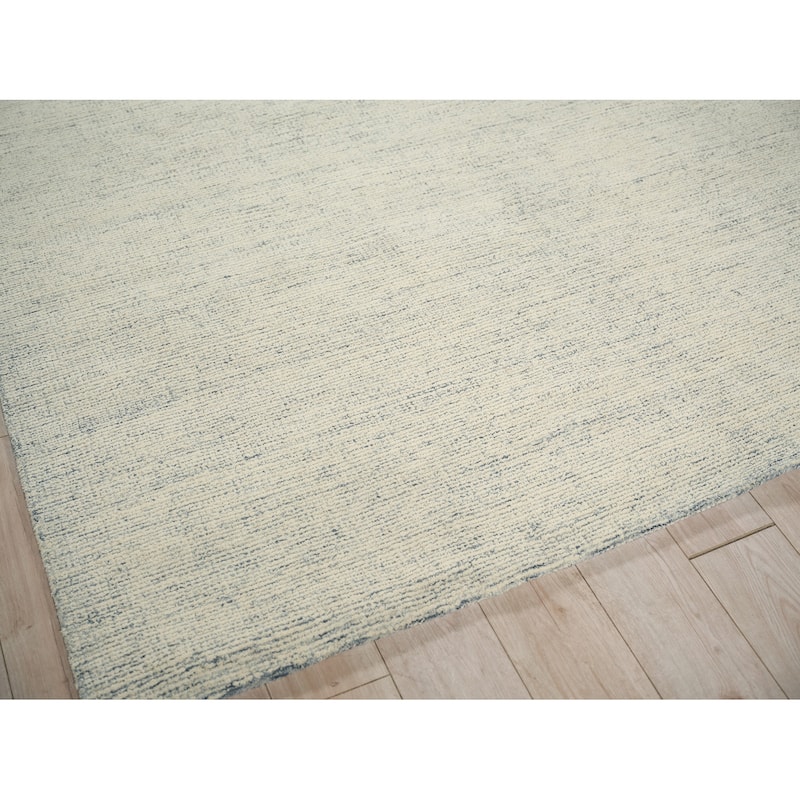 Elements Handmade Hand Tufted New Zealand Wool Blue/Ivory Area Rug.
