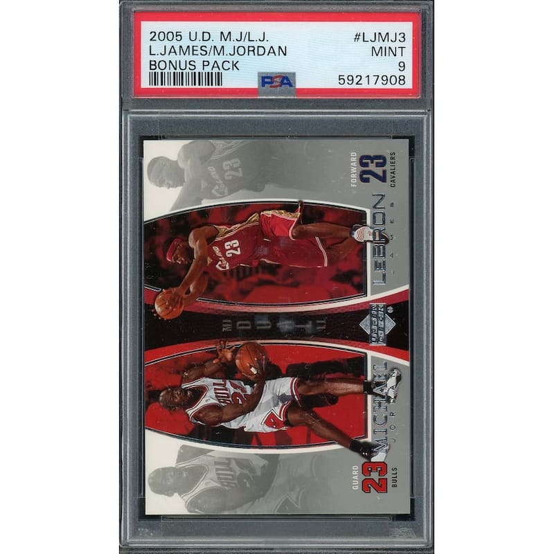 LeBron James Michael Jordan 2005 Upper Deck Bonus Pack Card #LJMJ3 PSA 9 MINT - 8'6" x 11'6"