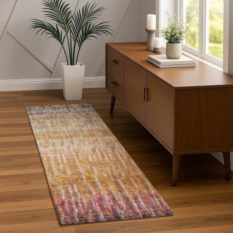 Machine Washable Indoor/ Outdoor Contemporary Ombre Chantille Rug