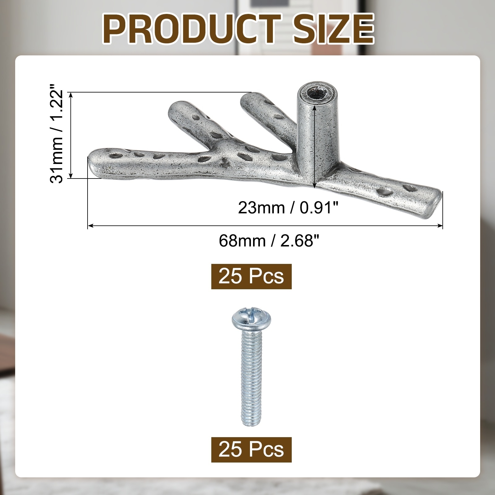 Twig Knobs, Zinc Alloy Tree Branch Furniture Dresser Pull Handles, Single Hole Handle for Kitchen