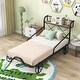 preview thumbnail 15 of 21, Twin Size Metal Car Bed with Four Wheels, Guardrails and X-Shaped Frame Shelf