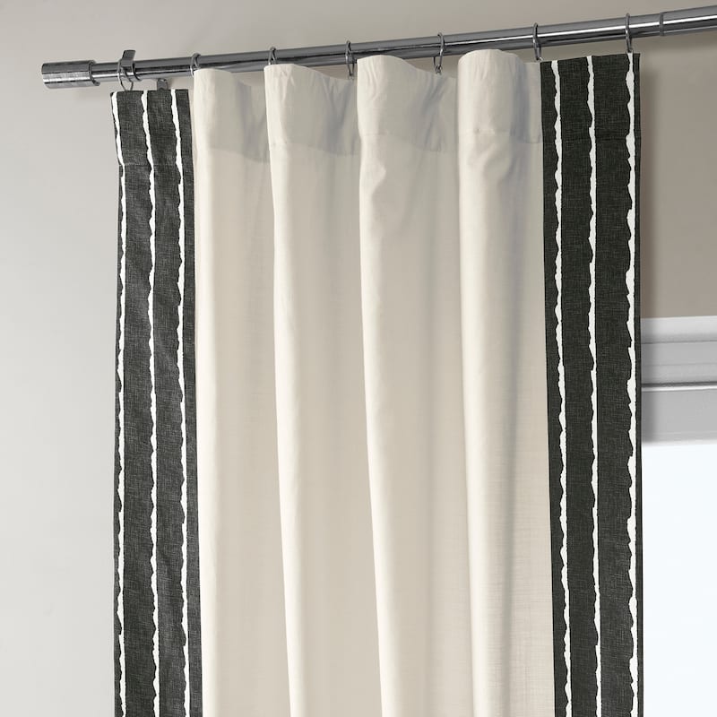Exclusive Fabrics Sharkskin Bordered Cotton Semi Sheer Curtains (1 Panel)