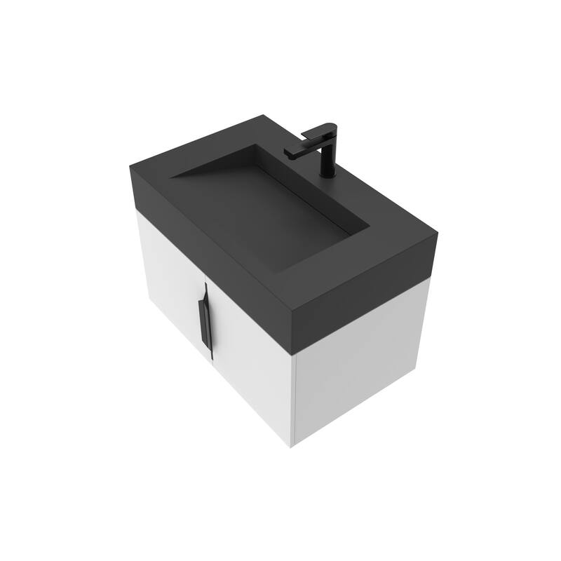 Nile 30-Inch Wall Mounted Bathroom Vanity Set w/ Black Top