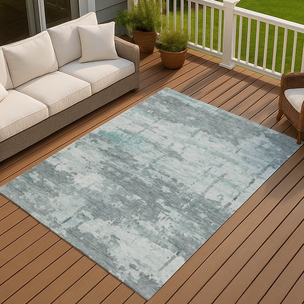 Machine Washable Indoor/ Outdoor Crouppen Modern Chantille Rug